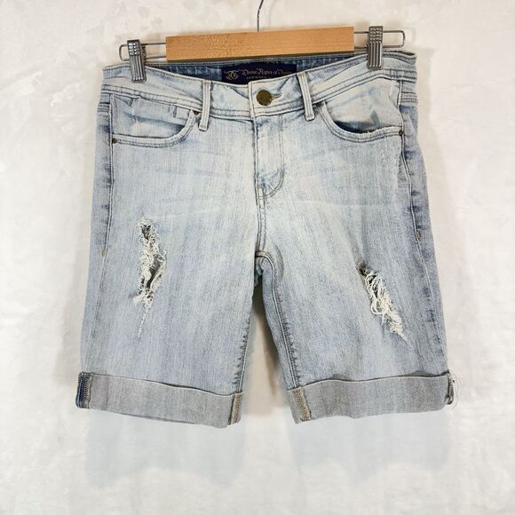 Divine Rights Of Denim Shorts Jean Jorts Distressed Bermuda Long 27 - Picture 1 of 7